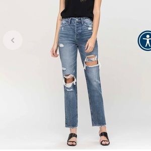 FLYING MONKEY Super High Rise Distressed Straight Jeans NEVER WORN